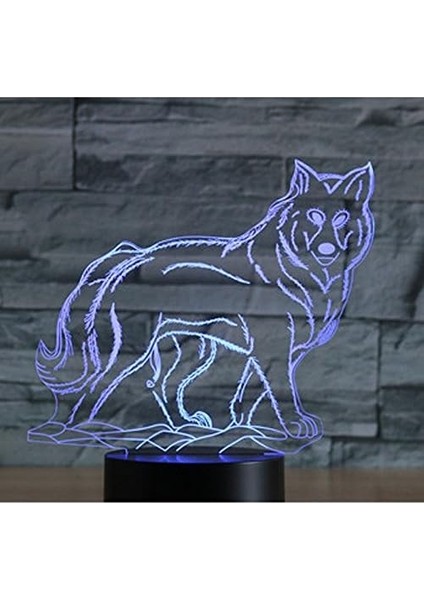 3D Kurt Köpeği Hayvan Gece Lambası Illus (Yurt Dışından)