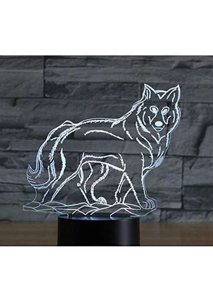 3D Kurt Köpeği Hayvan Gece Lambası Illus (Yurt Dışından)