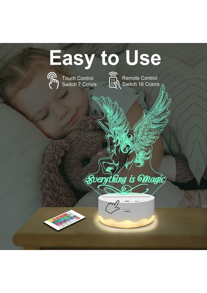 Kelebek Illüzyon Gece Lambası, 3D LED 16 Renkli Ch Unicorn2 (Yurt Dışından)