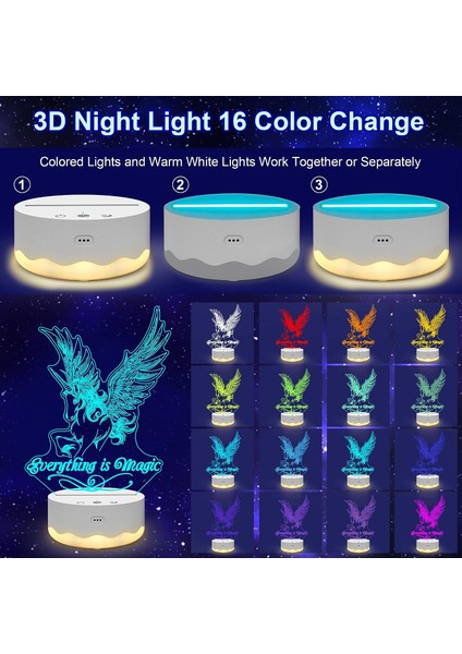 Kelebek Illüzyon Gece Lambası, 3D LED 16 Renkli Ch Unicorn2 (Yurt Dışından)