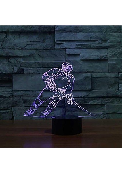 3D Buz Hokeyi Oyuncusu Gece Işığı Lambası Hasta (Yurt Dışından)