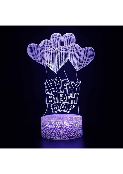 Seni Seviyorum 3D Gece Lambası, 16 Renk Balon H Beyaz (Yurt Dışından)