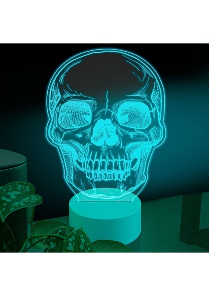 Spor 3D LED Masa Lambası, Golf Oyuncusu Merhaba 8" x 10" Beyaz Taban Gotik Temalı Kafa Cadılar Bayramı (Yurt Dışından)