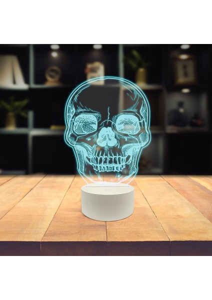 Spor 3D LED Masa Lambası, Golf Oyuncusu Merhaba 8" x 10" Beyaz Taban Gotik Temalı Kafa Cadılar Bayramı (Yurt Dışından)