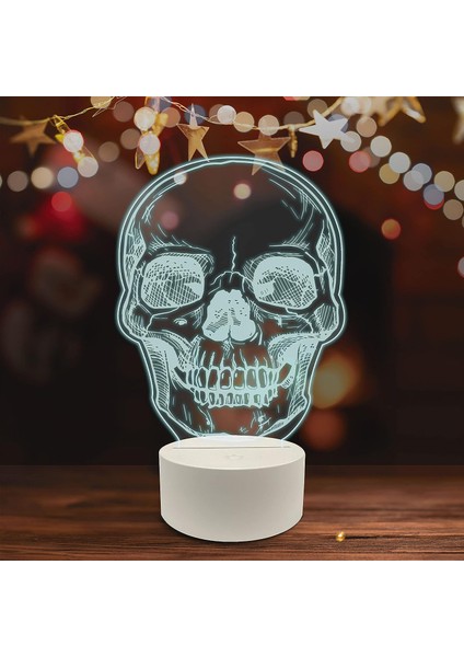 Spor 3D LED Masa Lambası, Golf Oyuncusu Merhaba 8" x 10" Beyaz Taban Gotik Temalı Kafa Cadılar Bayramı (Yurt Dışından)