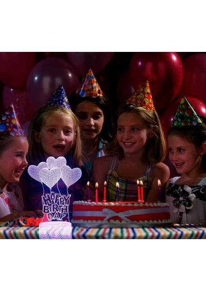 Seni Seviyorum 3D Gece Lambası, 16 Renk Balon H Beyaz (Yurt Dışından)