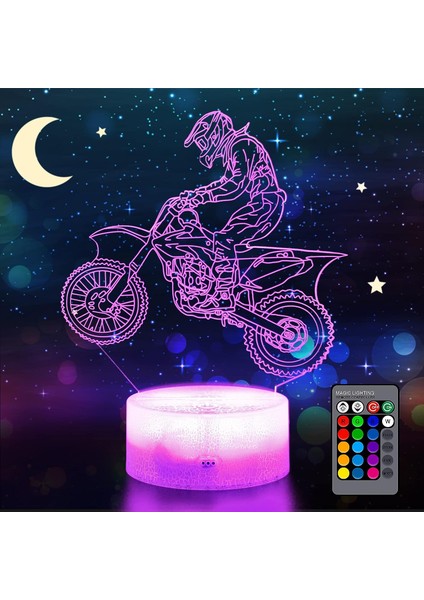 Denizkızı 3D Gece Lambası, Motosiklette Dinamik Rgb Renkleri Değişiyor (Yurt Dışından)