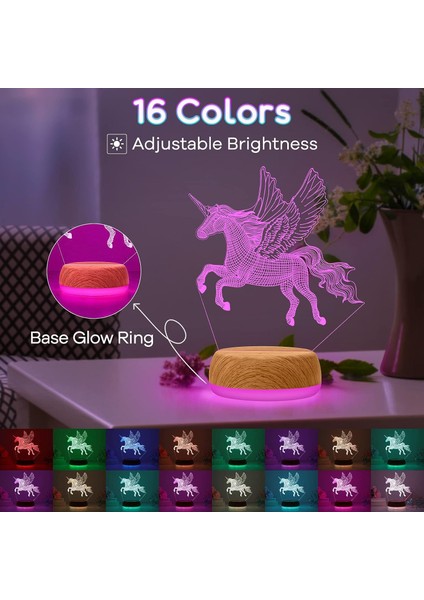 Çocuklar Için Dinozor Gece Lambası, 16 Renk Di Unicorn (Yurt Dışından)