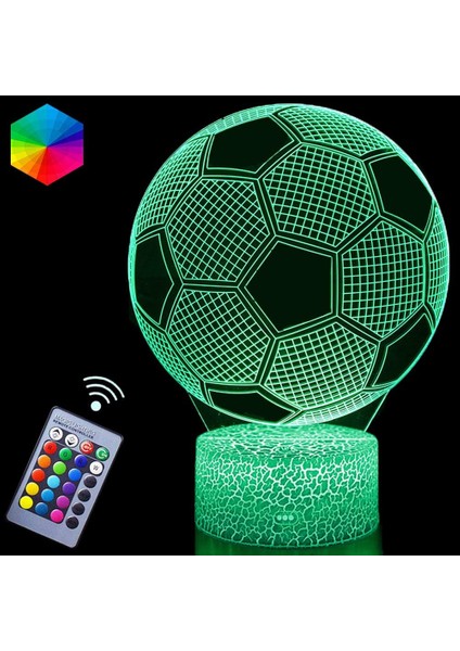 3D Futbol Gece Işıkları Yanılsama LED Lambalar Uzaktan C (Yurt Dışından)