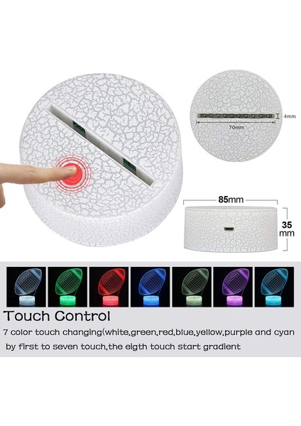 Inouril 3D Efekt Lambası Illusion LED Gece Işıkları R Rugby (Yurt Dışından)