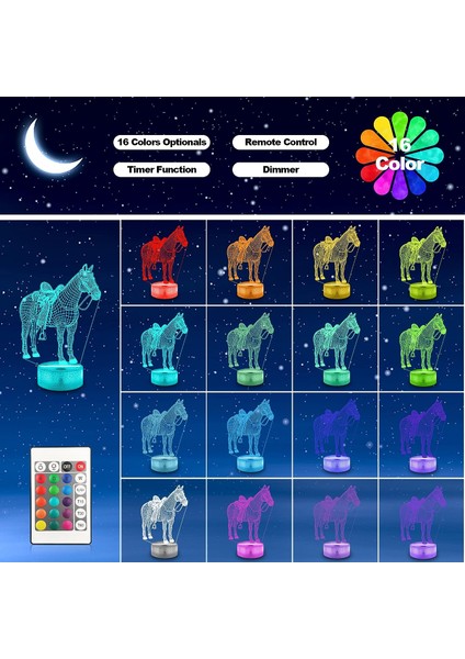 Kelebek Illüzyon Gece Lambası, 3D LED 16 Renk Ch At (Yurt Dışından) fiyatları