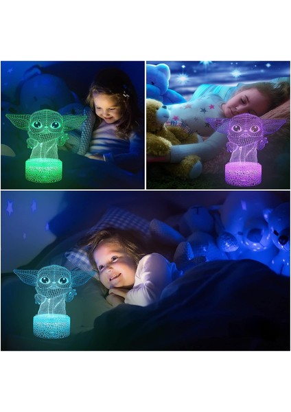 3D Gece Işıkları Bebek Yoda Hediyeleri Doğum Günü Dekorasyonu (Yurt Dışından)