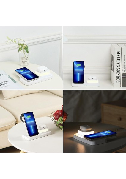 3 In 1 Hızlı Kablosuz Şarj Standı Katlanır Mıknatıs Tutucu Şarj Istasyonu Hızlı Şarj Tabanı Telefon Izle Kulaklık ile (Yurt Dışından) indirimleri