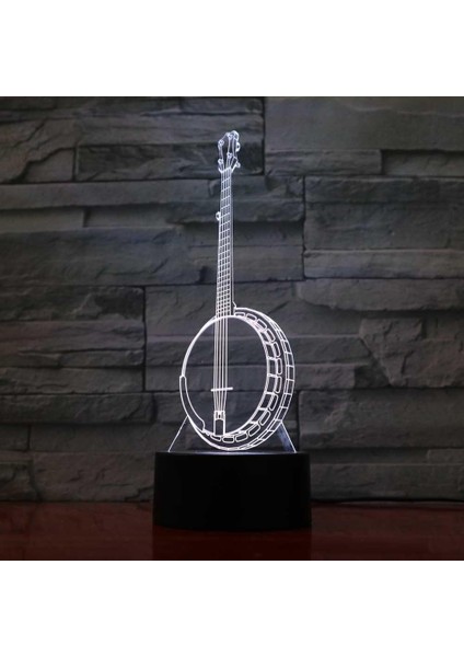 3D Banjo Müzik Aletleri Gece Lambası 16 Renk (Yurt Dışından)