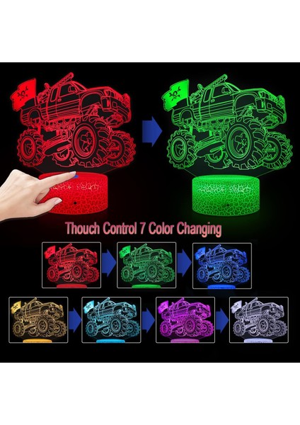 3D Gorilla Lamba Optik Illüzyon Gece Lambası, 16 Co Monster Truck B 1p (Yurt Dışından)