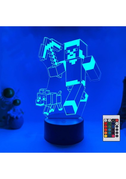 Çocuklar Için 3D Illüzyon Gece Lambası Minecraft Oyunları C (Yurt Dışından)
