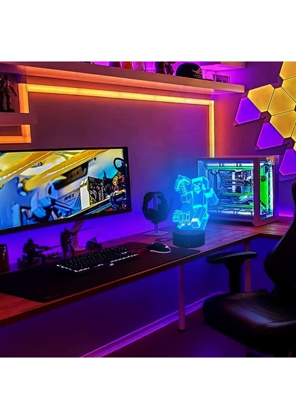 Çocuklar Için 3D Illüzyon Gece Lambası Minecraft Oyunları C (Yurt Dışından)