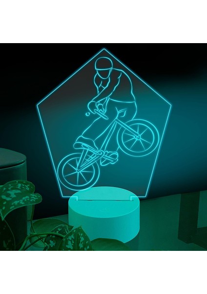 , Spor 3D LED Masa Lambası, Golf Oyuncusu Merhaba 8" x 10" Beyaz Tabanlı Teenage Boybiker Sokak Spor Adamı Bisiklet Sporcuları (Yurt Dışından)
