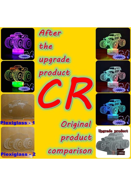 Çocuklar Için 3D Gece Işıkları Erkekler Için Monster Trucks N (Yurt Dışından) modelleri