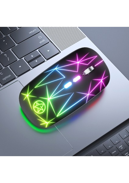 Şarj Edilebilir Rgb Kablosuz Fare USB 2.4 Ghz Bilgisayar Mause Gamer Fare LED Arkadan Aydınlatmalı Ergonomik Oyun Fareleri Pc Dizüstü Bilgisayar Için Sessiz (Yurt Dışından)