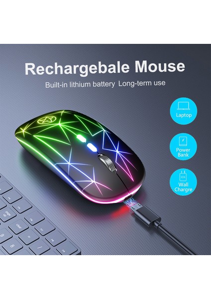 Şarj Edilebilir Rgb Kablosuz Fare USB 2.4 Ghz Bilgisayar Mause Gamer Fare LED Arkadan Aydınlatmalı Ergonomik Oyun Fareleri Pc Dizüstü Bilgisayar Için Sessiz (Yurt Dışından) fiyatları