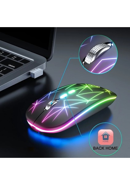 Şarj Edilebilir Rgb Kablosuz Fare USB 2.4 Ghz Bilgisayar Mause Gamer Fare LED Arkadan Aydınlatmalı Ergonomik Oyun Fareleri Pc Dizüstü Bilgisayar Için Sessiz (Yurt Dışından) fırsatları