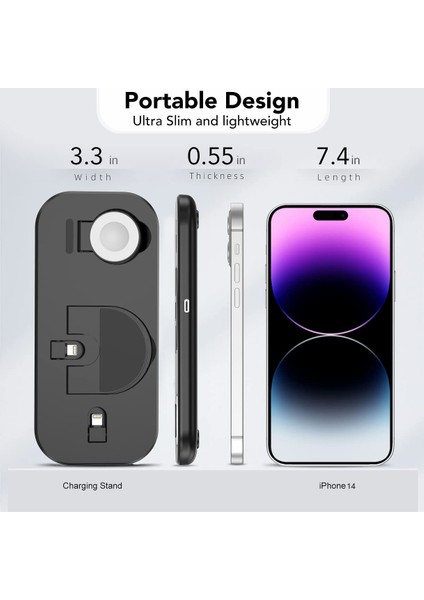 3 In 1 Kablosuz Şarj Pad Standı iPhone 14 13 12 11 Apple Watch Iwatch Telefon Tutucu Için Hızlı Şarj Dock Istasyonu (Yurt Dışından) fiyatları