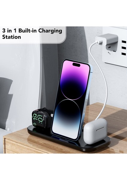 3 In 1 Kablosuz Şarj Pad Standı iPhone 14 13 12 11 Apple Watch Iwatch Telefon Tutucu Için Hızlı Şarj Dock Istasyonu (Yurt Dışından) modelleri