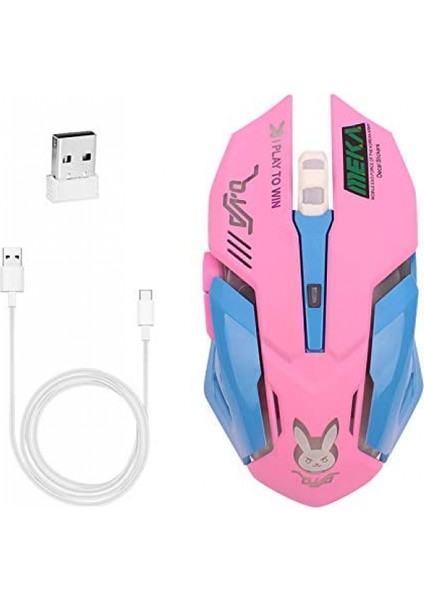 Oyun Faresi, 7 Renk Arkadan Aydınlatmalı Optik Oyun Faresi Ergonomik USB Kablolu, 2400 Dpı ve 6 Düğmeli Bilgisayar/win/mac/linux/andriod/ios Için Nano Alıcı ile 4 Çekim, Pembe. (Yurt Dışından)