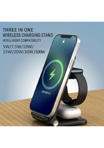 15W 3'ü 1 Arada Hızlı Kablosuz Şarj Cihazı iPhone 13 11 12 Apple Samsung Watch 3 Pro Iwatch Için Katlanabilir Şarj Istasyonu (Yurt Dışından) fiyatları