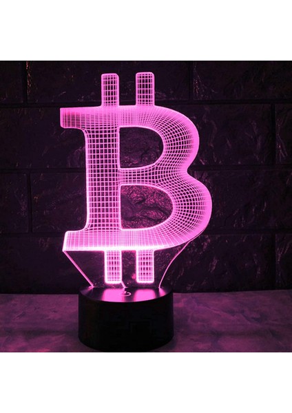 3D Bitcoin Gece Lambası Illusion 7 Co (Yurt Dışından)
