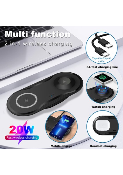 Yenı 2 In 1 Çift Kablosuz iphone Şarj Cihazı 14 13 12 11 Pro Max Xs Xr x 8 Şarj Cihazı 20 W Hızlı Şarj Pedi Apple Watch 8 7 Se (Yurt Dışından) fiyatları
