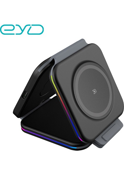 Eyd 3 In 1 Manyetik Kablosuz Şarj Standı Katlanabilir iPhone 14 13 12 Pro Max Iwatch 8 7 Hızlı Şarj Istasyonu (Yurt Dışından)