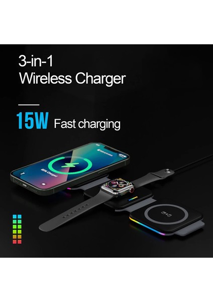 Eyd 3 In 1 Manyetik Kablosuz Şarj Standı Katlanabilir iPhone 14 13 12 Pro Max Iwatch 8 7 Hızlı Şarj Istasyonu (Yurt Dışından) fiyatları