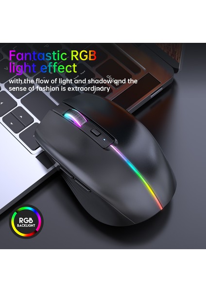 Tip-C Şarj Edilebilir Kablosuz Fare Bluetooth Fare Rgb USB Ergonomik Oyun Faresi Bilgisayar Dizüstü Macbook Için Sessiz Fare (Yurt Dışından) fırsatları