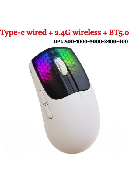 Kablolu Kablosuz Fare Gamer Rgb Işık Ayarlanabilir Şeffaf Oyun Fare Bluetooth Uyumlu Masaüstü Dizüstü Bilgisayar Için Fare (Yurt Dışından)