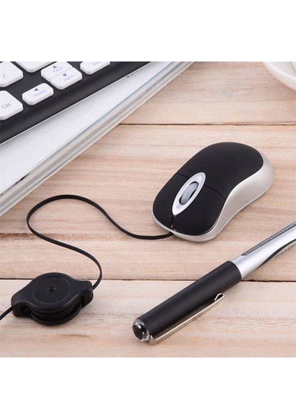 Optik Mini Geri Çekilebilir Fare Taşınabilir Mini USB Kablolu Fare Ergonomi Ev Ofis Fareleri Bilgisayar Pc Dizüstü Bilgisayar Için (Yurt Dışından) indirimleri