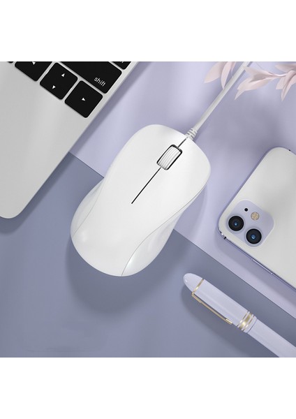 Sessiz Kablolu Fare Dizüstü Masaüstü Bilgisayar Faresi Bilgisayar Faresi USB Fare Saf Beyaz (Yurt Dışından) modelleri