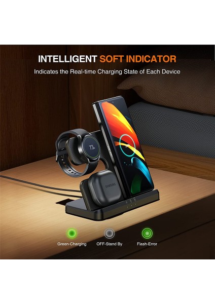 15W 3 In 1 Kablosuz Şarj Standı Hızlı Şarj Dock Istasyonu Samsung Z Fold 4 3 S21 Galaxy Izle 5 5 Pro 4 3 Aktif 2 Tomurcuklar (Yurt Dışından) modelleri