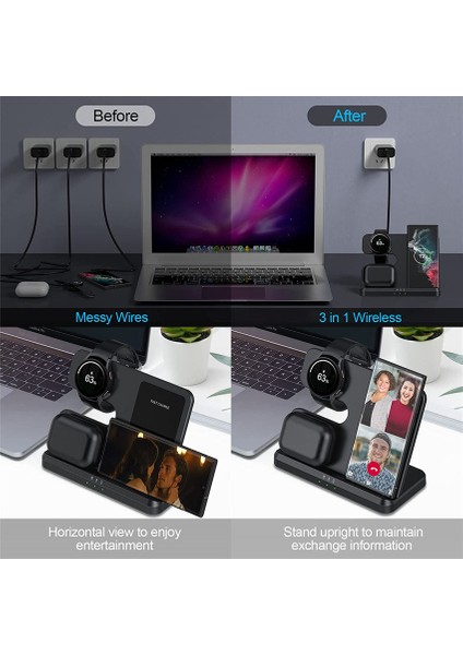 15W 3 In 1 Kablosuz Şarj Standı Hızlı Şarj Dock Istasyonu Samsung Z Fold 4 3 S21 Galaxy Izle 5 5 Pro 4 3 Aktif 2 Tomurcuklar (Yurt Dışından) fırsatları