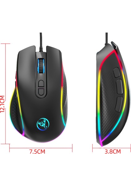 Ayarlanabilir 12800 Dpı Oyun Faresi Kablolu Rgb Işık Programlanabilir Makro Programlama Oyunu Masaüstü Dizüstü Bilgisayarlar Için Fare Fare Gamer (Yurt Dışından)