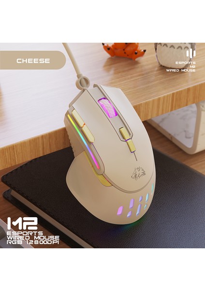 M2 Rgb Özelleştirilmiş Oyun Faresi 9 Düğme 12800 Dpı USB Şarj Edilebilir Sessiz Arkadan Aydınlatmalı Fareler Optik Fare Ergonomi Esports Fareler (Yurt Dışından)
