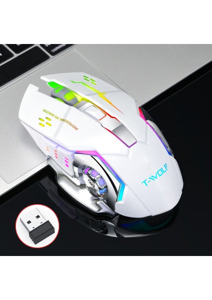 Kablosuz Oyun Faresi 2400 Dpı Şarj Edilebilir Ayarlanabilir 7 Renk Arka Işık Solunum Oyun Faresi Oyun Fareleri Pc Dizüstü Bilgisayar Için (Yurt Dışından)