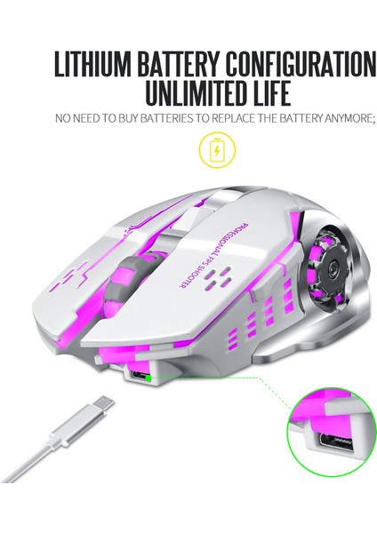 Kablosuz Oyun Faresi 2400 Dpı Şarj Edilebilir Ayarlanabilir 7 Renk Arka Işık Solunum Oyun Faresi Oyun Fareleri Pc Dizüstü Bilgisayar Için (Yurt Dışından) fiyatları