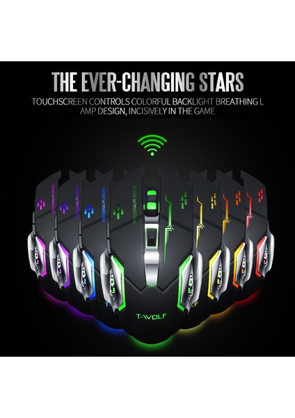 Kablosuz Oyun Faresi 2400 Dpı Şarj Edilebilir Ayarlanabilir 7 Renk Arka Işık Solunum Oyun Faresi Oyun Fareleri Pc Dizüstü Bilgisayar Için (Yurt Dışından) modelleri