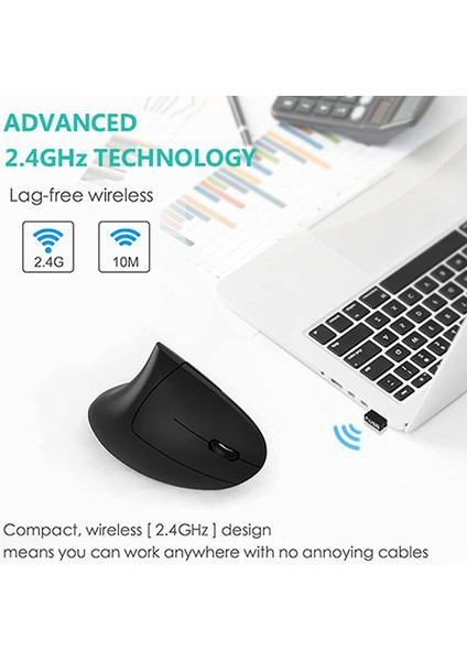 H1 Şarj Edilebilir Ayarlanabilir Dpı Kablosuz Ergonomik Dikey Fare 2.4 Ghz 2400 Dpı Dizüstü/macbook/pc Için Dikey Fareler (Yurt Dışından)