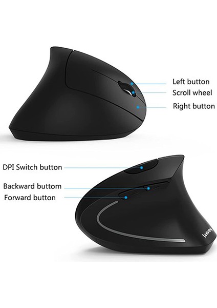 H1 Şarj Edilebilir Ayarlanabilir Dpı Kablosuz Ergonomik Dikey Fare 2.4 Ghz 2400 Dpı Dizüstü/macbook/pc Için Dikey Fareler (Yurt Dışından)