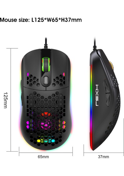 Rgb Işıklı Makro Programlama Oyun Faresi, Işığı Kapatmak Için 6 Tuş, USB Kablolu Fare Tak ve Çalıştır, 6 Seviyeli Ayarlanabilir Dpı (Yurt Dışından)
