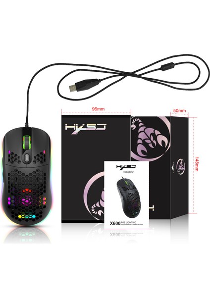 Rgb Işıklı Makro Programlama Oyun Faresi, Işığı Kapatmak Için 6 Tuş, USB Kablolu Fare Tak ve Çalıştır, 6 Seviyeli Ayarlanabilir Dpı (Yurt Dışından)