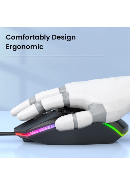 USB Kablolu Oyun Faresi 1600 Dpı 6 Düğmeler Sessiz Mause Arkadan Aydınlatmalı Profesyonel Oyun Fareleri Ergonomik Bilgisayar Faresi Pc Dizüstü Için (Yurt Dışından)
